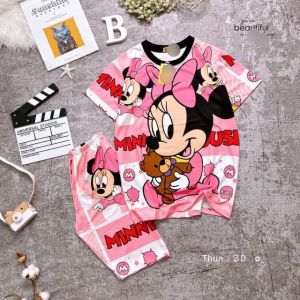 [HCM] (40-62kg) Đồ bộ lửng thun lạnh in 3d hoạt hình. Hongduyen2188.