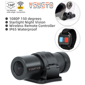 VSYSTO 1080P 150 Degrees Starlight Night Vision Helmet Camera and Wireless Remote Controller WiFi Waterproof for Helmet Dash Cam Installable on Helmets Bicycles Motorcycles