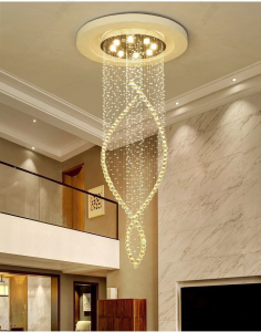 Luxury Crystal Chandelier Design Hanging Lighting Large Modern Indoor Lamp For Living Room Staircase Lobby