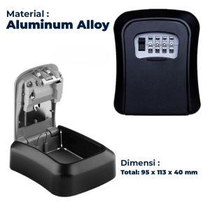 Kotak Kunci Aluminium Aman Tahan Cuaca Kombinasi 4 Digit Kunci Luar Ruangan Tempat Penyimpanan Kunci Kotak Kunci Terpasang Dinding Aluminium Aloi Plastik