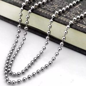 Kalung monil pria wanita p 75cm kalung bola silver 5mm