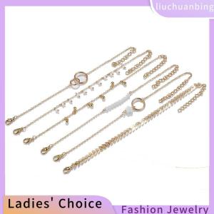 [Hot Sale Jewellery]liuchuanbing 6Pcs set Boho Bracelet Set Women Tassels Leaves Circular Chains Bangle Jewelry