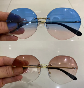 Kính mát nữ thời trang Hipsters đa giác không khung dải màu Gradient - Kính râm 007