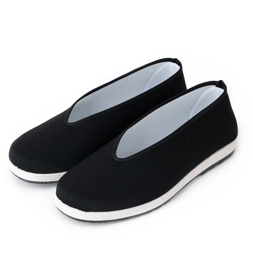 Man Black Chinese Traditional Cotton Flats Shoes for Man Bruce Lee