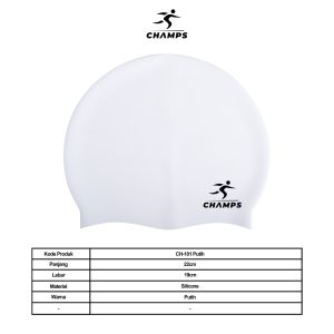 CHAMPS Swimming Cap Topi Renang Silicone Dewasa dan Anak Waterproof - Topi Renang Silikon Topi Renang Dewasa dan Anak Untuk Latihan Renang Melindungi Rambut Topi Renang Waterproof