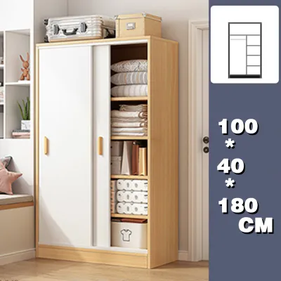 SuperValue Wood Slider Door Wardrobe Clothing Storage Cabinet Durable Three door wardrobe Multi-Compartment