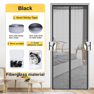 Magne Screen Door Anti Mosquito Fiberglass Mesh Door Curtain Heavy Duty Door Screen with Side Hook