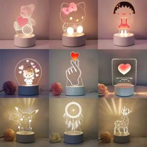 SANX Lampu Tidur Creative Light 3D Acrylic Night LED Table Lamp Gift Home Decoration Meja Lampu for Gift