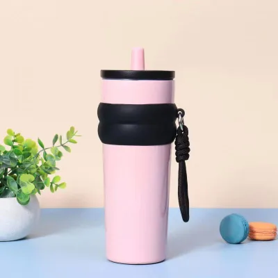 【Fadikou】900ml Large Capacity Tumbler With Straw Portable Plastic Water Bottle Leakproof Non-Toxic Sports Bottle For Gym Fitness Camping Travel BPA Free
