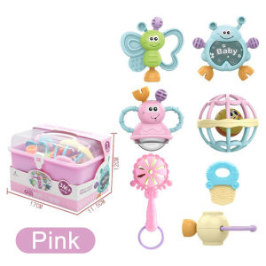 7PCS Set Baby Rattle For 0-36 Months Newborn Soft Bell Teethers Hand Shaking Crib Mobile Ring Educational Toys