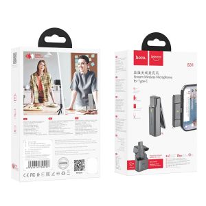 Microphone thu âm không dây Hoco S31 cổng USB type C / Lightning cài áo + Hoco S19 ENC / E56 Bluetooth 5.0 chính hãng chất lượng cao - Tai nghe móc tai giảm ồn cho điện thoại iPhone iPad - quay video học online livestream