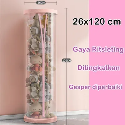 Doll Houses Doll Storage Bucket Transparan Tabung Storage Organizer Penyimpanan boneka Dengan Ritsleting