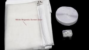 Yotache White Magnetic Screen Door Fits Door Size 32 x 80 Screen Size 34\" x 81\" High Density Mesh Curtain for Back Walk Through Door with Windproof Hasp Design