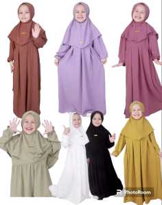 Gamis muslimah anak perempuan Set Hijab terbaru usai 5-8 tahun