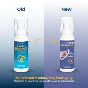 OCuSOFT Oust Demodex Foam Cleanser - Extra Strength - Foaming Cleanser for Eyelids & Eyelashes with Tea Tree Oil - Eyelid Cleanser to Remove Oil Debris & Pollen - 1.68 fl oz