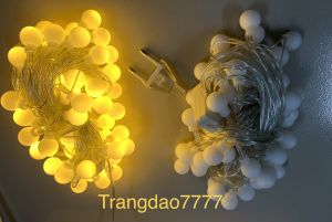 Dây Đèn Led Xài Điện Bóng Tròn Cherry Ball Màu Vàng Ấm Decor Trang Trí Noel Decor Cắm Trại Hè Lung Linh