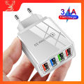 Charger Fast CHARGER TRAVEL ADAPTOR COLOKAN USB 4 PORT 5V 4 Port 3.1A Pengisi Daya Ponse Port Pengisian Daya Multifungsi. 