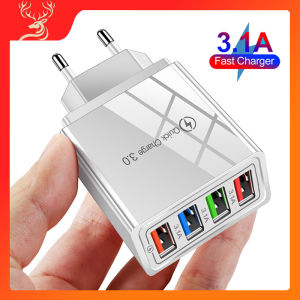 Charger Fast CHARGER TRAVEL ADAPTOR COLOKAN USB 4 PORT 5V 4 Port 3.1A Pengisi Daya Ponse Port Pengisian Daya Multifungsi