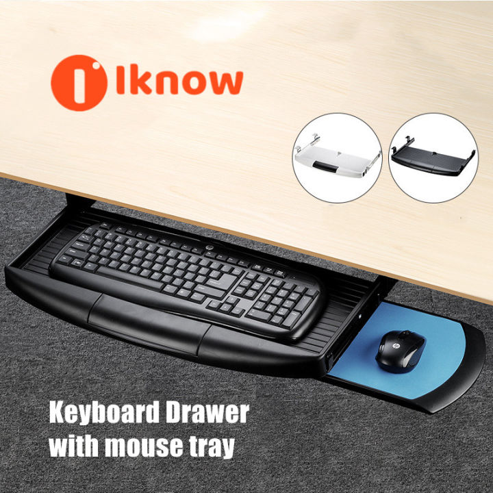 I know Keyboard Drawer Under Desk with Mouse Platform,EasyGlide