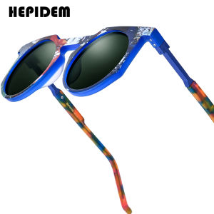 HEPIDEM แว่นกันแดดอะซิเตทเลนส์โพลาไรซ์ สำหรับแบรนด์ที่มีชื่อเสียงสำหรับผู้ชายแว่นตากันแดดสี่เหลี่ยมไซส์ใหญ่หนาสำหรับผู้หญิง Gm Y2k 9399T