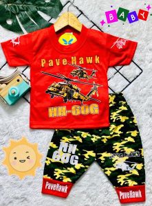 Setelan baju bayi anak laki motif karakter Army Pesawat CELANA PANJANG / usia 3bln-18 bln.