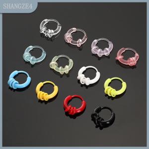 【SHANGZE4】 10Pcs Colorful Resin Hoop Earrings Cute Tiny Earrings For Women Girls Simple Versatile Ear Buckle Jewelry Accessories Gifts