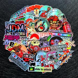 40PCS/SET JDM Yoshimura Samurai Midnight Laser Motorcycle Sticker Helmet Decal Janpanese Style Sticker for Click 125i 150i 160 Vario 125 Adv150 Beat 110 Pcx160 Wave125i MIO AEROX NMAX XMAX300 Sniper