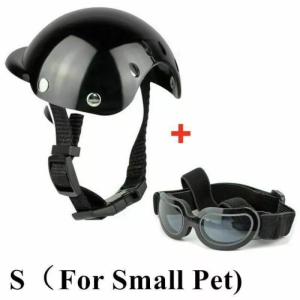 Pet Helmets Dog Cat Bicycle Motorcycle Helmet with Sunglasses Safety Doggie Hat for Traveling Head Protection Pet Supplies S/M