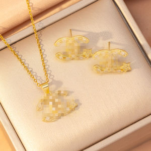 Fashion necklace pendant - Luxury and exclusive small-scale collar chain accessory 【铜镶锆】热卖新款满钻小香项链女耳钉轻奢气质钛钢时尚百搭饰品