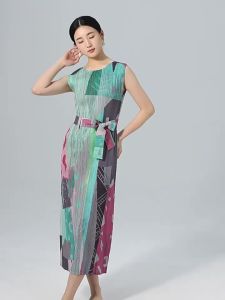 6946 Sanzhai Spring And Summer Sleeveless Slim Casual Pleated Print Fashion All-Match A-Line Dress 45-75kg
