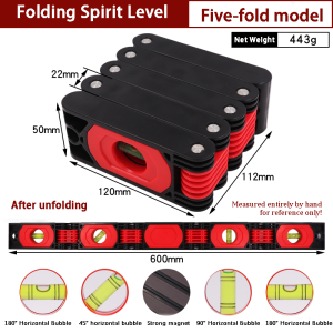 Multi-Function Foldable Level Meter Multi-Angle Measurement Woodworking Corners Folding Extend Tools