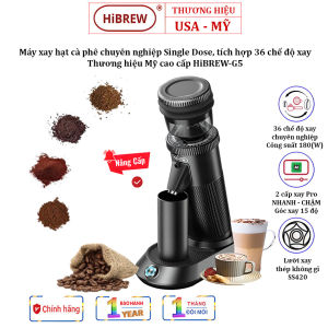Máy xay hạt cà phê chuyên nghiệp Single Dose tích hợp 36 chế độ xay Thương hiệu Mỹ cao cấp - Nhãn hiệu HiBREW G5 Bảo Hành 1 Năm  (Hàng Chính Hãng)