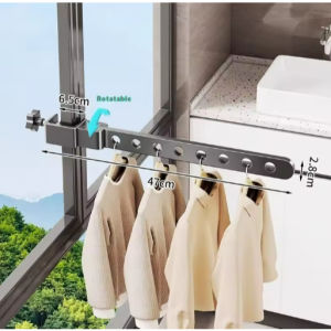 Foldable Clothes Rack Drying Clothes Window Frame Hanger Wall Mounted Drying Rack Aluminum Clothes Organization