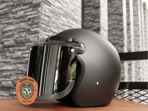 Helm Bogo Hitam / Merah / Grey Polos Kaca Datar Flat Injak SNI SKS