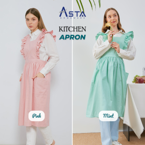Asta Celemek Masak Apron Kitchen Wanita Panjang Premium Ruffle