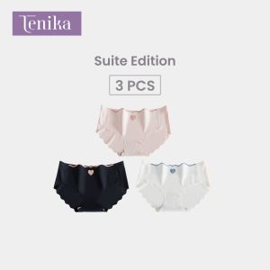 TENIKA กางเกงในผู้หญิง Ice Silk Panties Mid-Waist กางเกงในไร้ขอบ คืนตัวดี ผ้านิ่มใส่สบาย ระบายอากาศได้ดี K-113