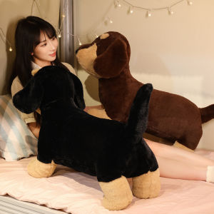 JOJO CASTLE 70/100cm Cartoon Long Strip Dachshund Dog Plush Doll Pillow Black Brown Cute Dog Animal Stuffed Toy Warm Embrace Home Decor