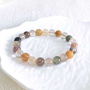 Thousand Crystals and Ten Thousand Beads   Natural Rainbow Rutilated Quartz Crystal Bracelet with Fortune Fortune and Longevity Round Bead Design for Women Agate Crystal 2026