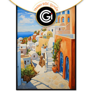 Tranh phong cảnh biển địa trung hải. Tranh treo tường dán tường Canvas CGI-01