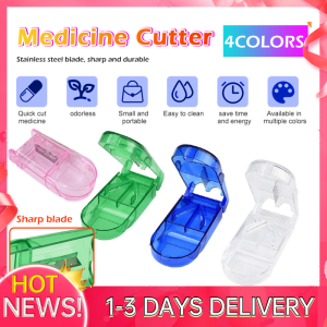 Portable Medicine Pill Cutter Box/ Pill Splitter Storage/ Pill Organizer Box Tablet Splitter Divide Storage Case Vitamin Case Storage Medicine Dispenser Pill Container Potong Ubat (4 colors)