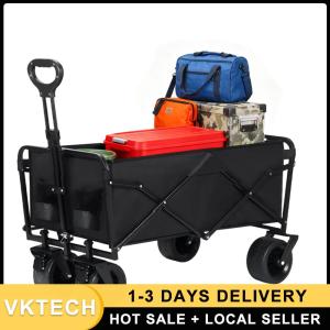 Camping Hand Truck Large Capacity Folding Small Trailer Swivel Wheels Extended Picnic Trolley for Outdoor Camping Travel