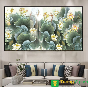 Tranh Laminate Tráng Gương - Tranh Treo Tường Nghệ Thuật Trang Trí Phòng Khách Phòng Làm Việc Phòng Ngủ Hoa Sen 01