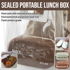 Sealed Portable Lunch Box With Lid And Compartments Double Layer Large Capacity Lunch Box Microwaveable Womens Style Simple Design Dining Utensils