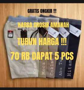 ( LAGI DISKON ) 60 RB DAPAT 5 CELANA CHINOS PENDEK DEWASA SANTAI UKURAN PRIA DEWASA COD