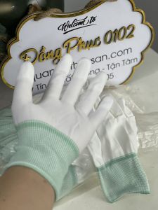 [1 đôi] Găng Tay Vải PU Trắng Phủ Bạc Ngón  Chống Trượt  Chống Mồ Hôi...