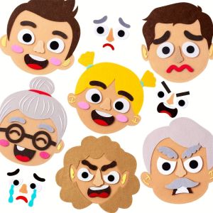 Interactive Felt Emotion Recognition Board Educational Toy for Kids DIY Facial Expression Puzzle Emotional Intelligence & Social Skills Learning Set
