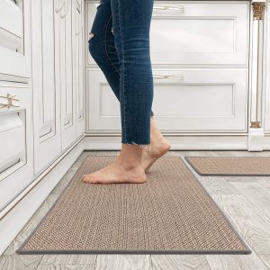 Linen Kitchen Floor Mat Anti-Slip Door Mat Washable Carpet Cross-Border Rubber kitchen Floor Mat Water Absorption and Oil Absorption Non-Slip Linen Carpet Laundry Room Mat Entranc