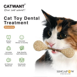 CatWant Dental Treatment Silvervine Stick Safe Natural Cleans Teeth Feline Cat Chew Toy