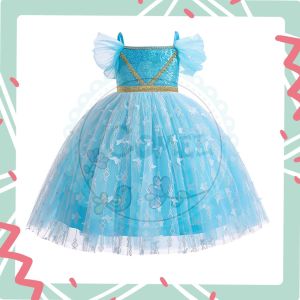 Comel Kids Princess Jasmine Elegant Ball Gown Tulle Flower Girl Princess Cosplay Costume Dress 儿童美人鱼晚装