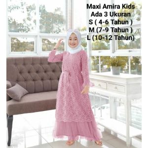 Pakaian Gamis Anak Wanita Terbaru / Maxi Amira Kids 3 Size S-M-L / Dress Formal Kids Kekinian